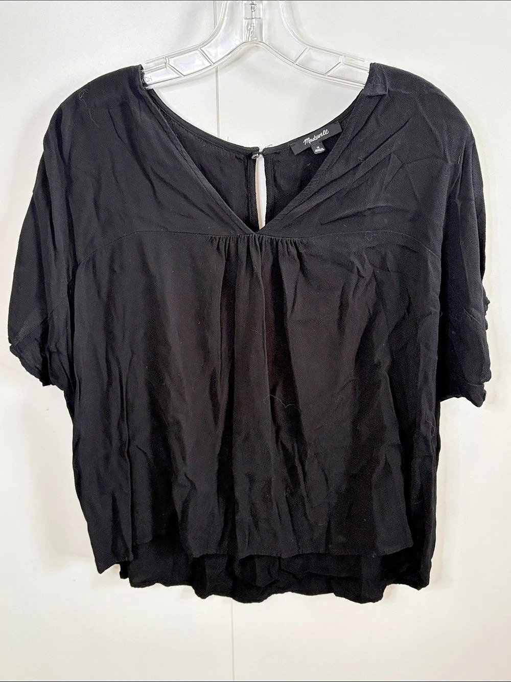 Madewell Short Sleeve Blouse in Black Size Medium
